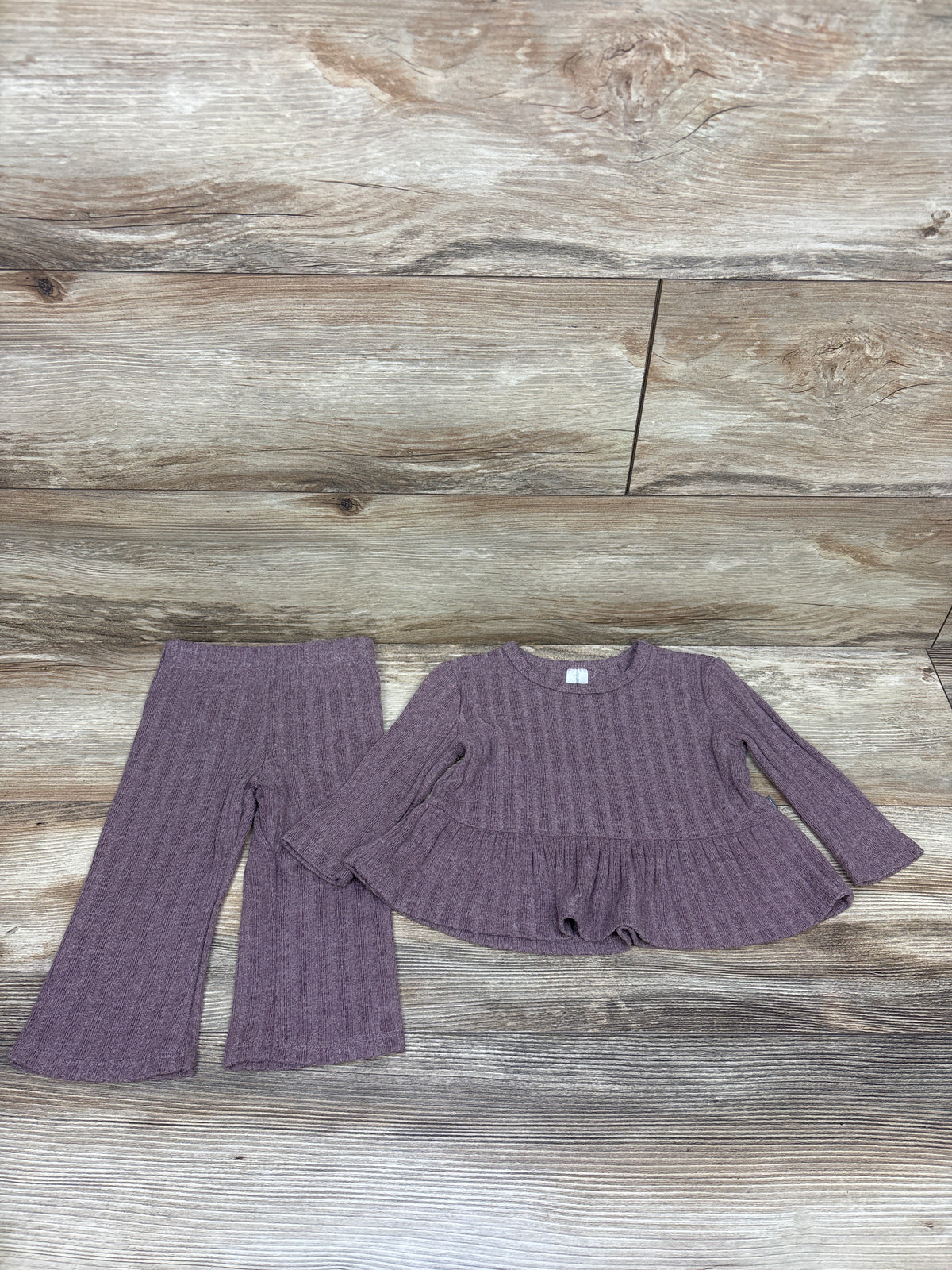 Modern Moments 2pc Knit Long Sleeve Peplum Top & Pants Set Purple sz 12m