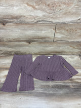 Modern Moments 2pc Knit Long Sleeve Peplum Top & Pants Set Purple sz 12m