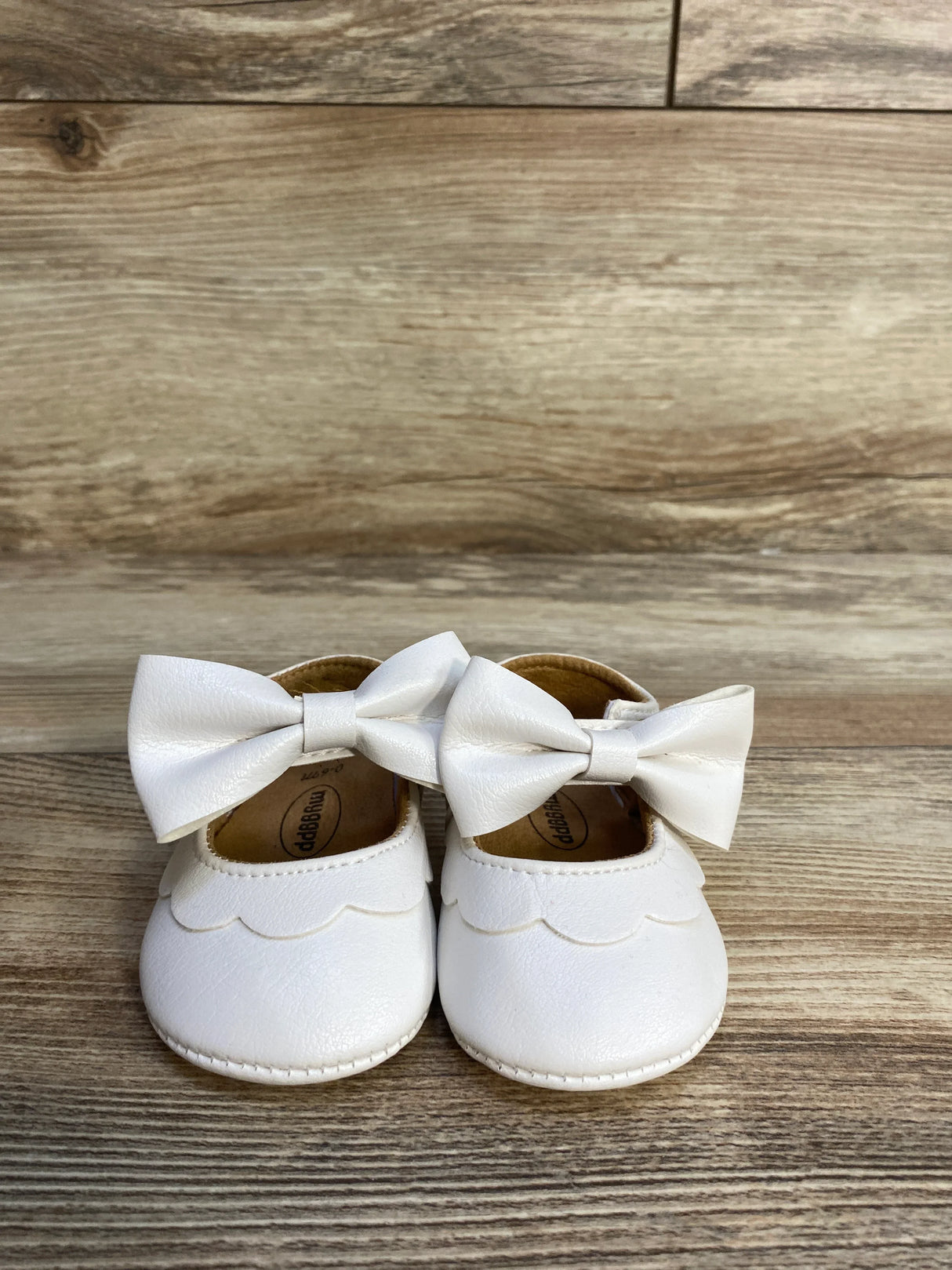 myggpp Mary Jane Flats with Bow White sz 0-6m
