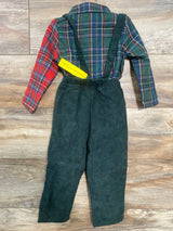 NEW Shein Gentleman Tartan Shirt And Corduroy Overalls 2pc Set sz 18-24m