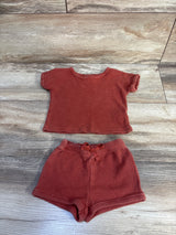 Cat & Jack 2pc Waffle Knit Shirt & Shorts Set Rust sz 0-3m