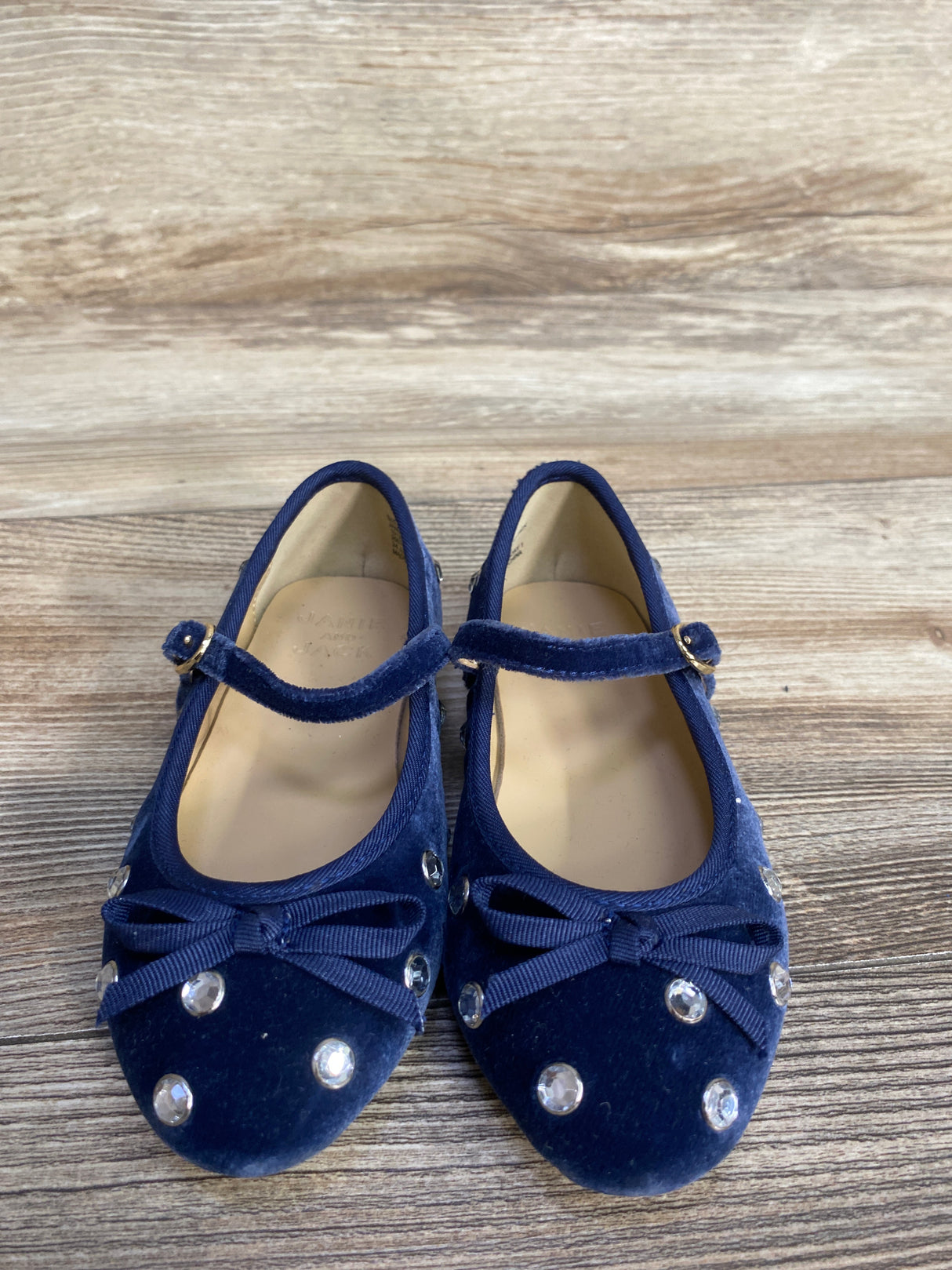 Janie & Jack Velvet Jewel Ballet Flats in Dark Marine sz 8c