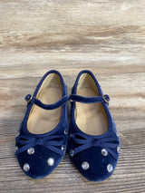 Janie & Jack Velvet Jewel Ballet Flats in Dark Marine sz 8c