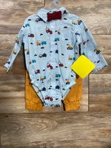 NEW Buttons and Thread 2pc Dino Button Up Bodysuit & Pants Blue sz 6-9m