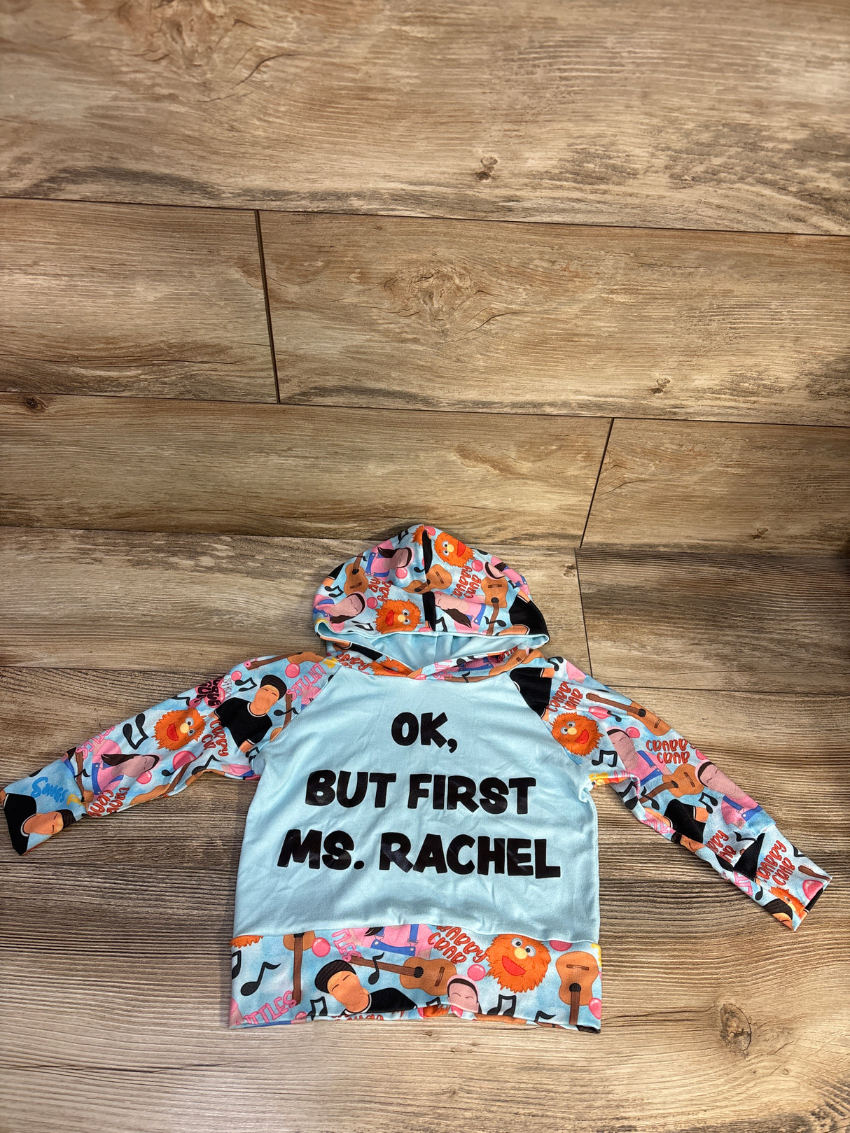 Ok, But First Ms. Rachel Hooded Sweatshirt Blue sz 18-24m