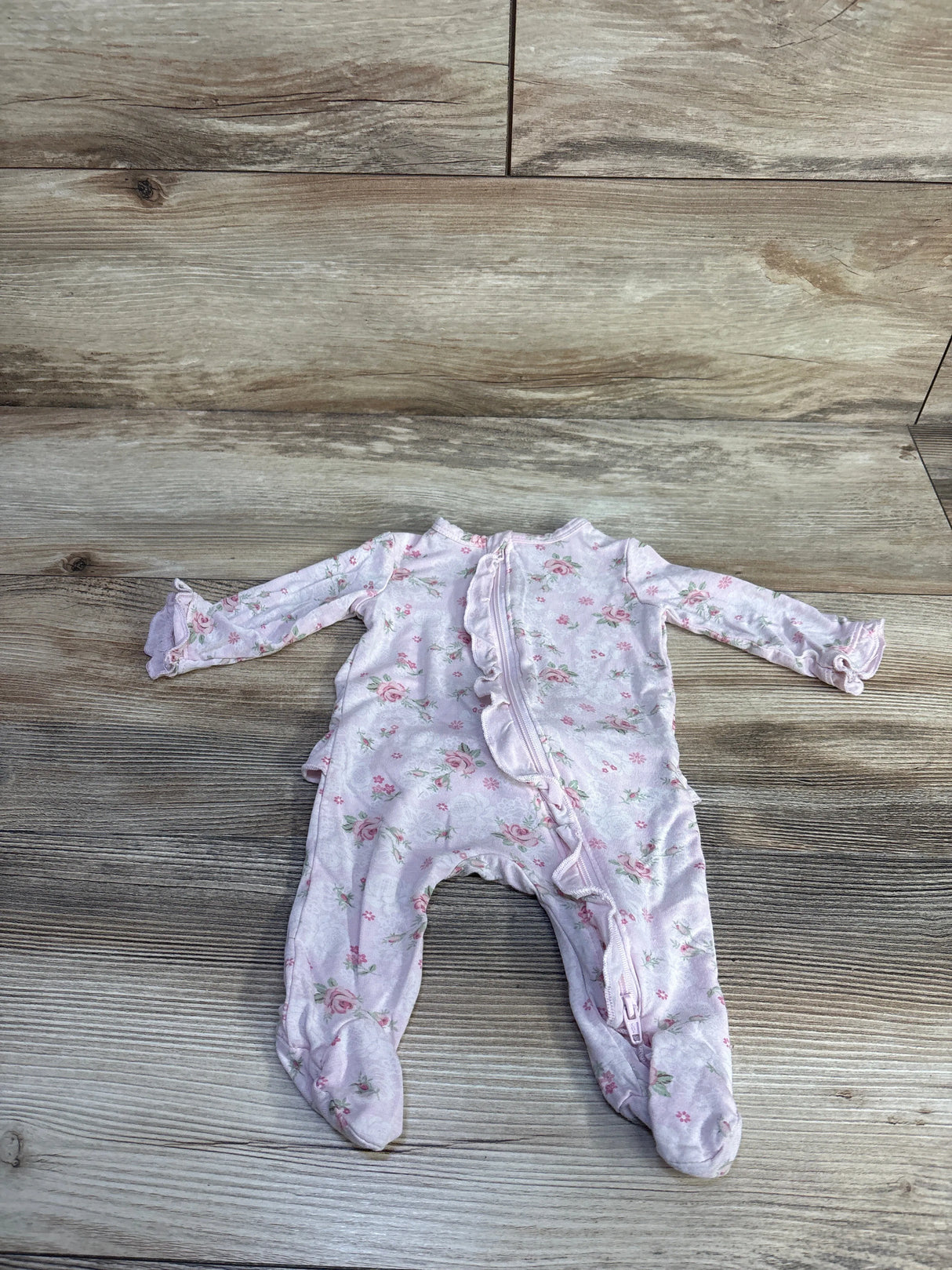 Little Me Bamboo Ruffled Sleeper Pink sz Newborn