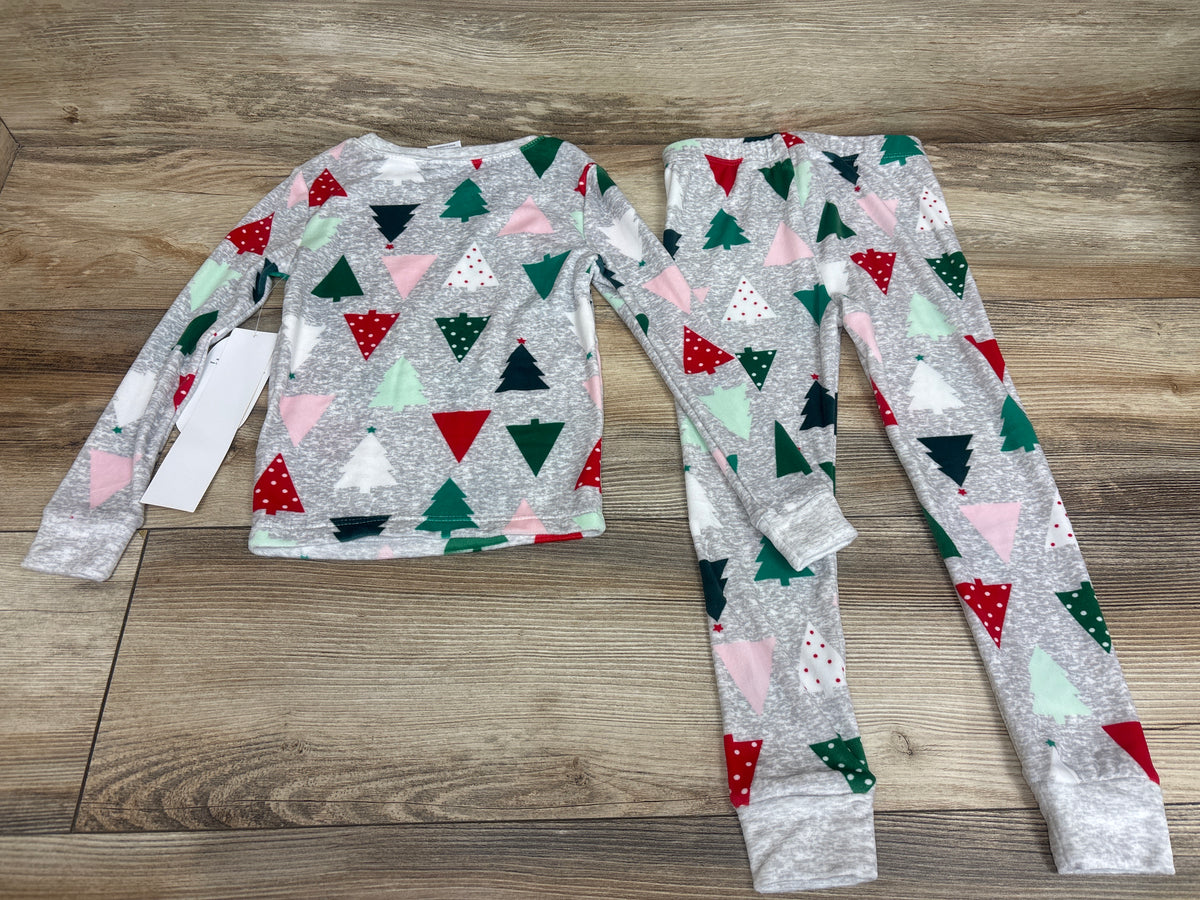 NEW Wonder Nation 2pc Velour Christmas Tree Pajama Set Grey sz 4T