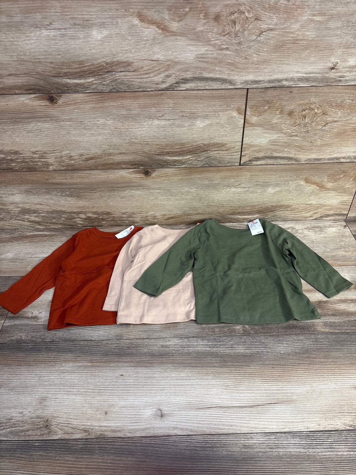 NEW Cat & Jack 2pk Long Sleeve Shirts Brown sz 12m