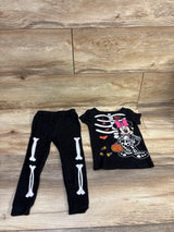 Disney 2pc Minnie Mouse Halloween Skeleton Pajama Set Black sz 2T