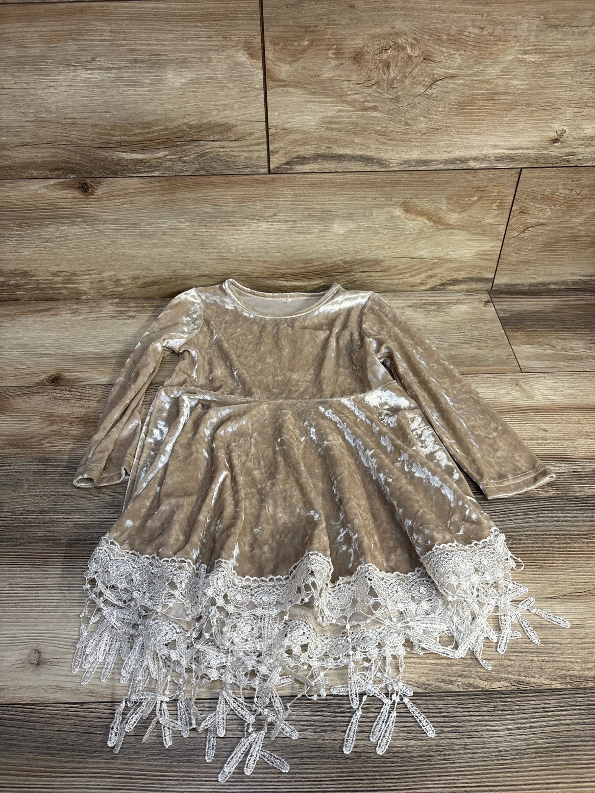 Indi Boho Velvet Dress in Beige sz 5T