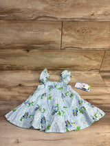 NEW Bluey Swiss Dot Floral Dress Light Blue sz 12m
