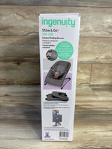 NEW Ingenuity Stow & Go Compact Folding Baby Bouncer and Rocker in Gray