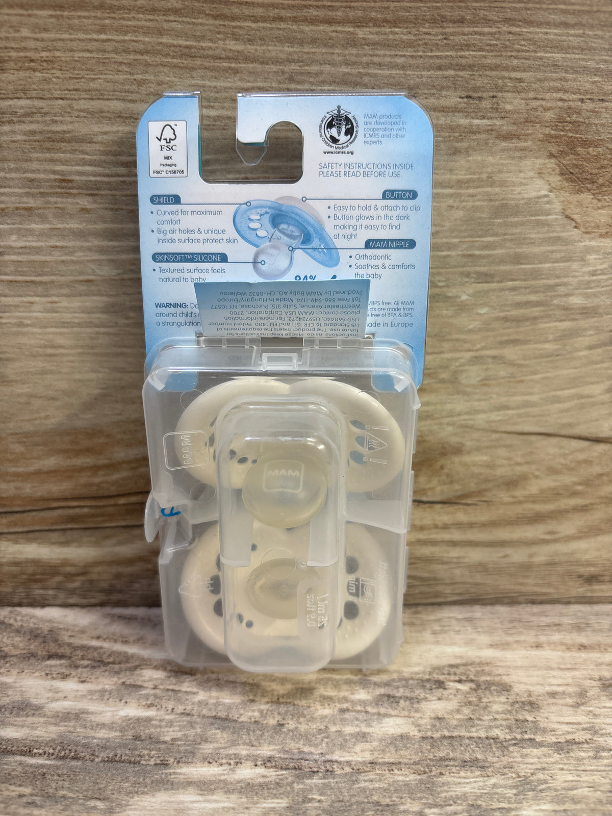 NEW MAM Original Night 2pk Pacifiers, Glow-in-the-Dark Cream 6-16m