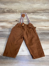 2pc Suspender Pants Brown sz 3-6m