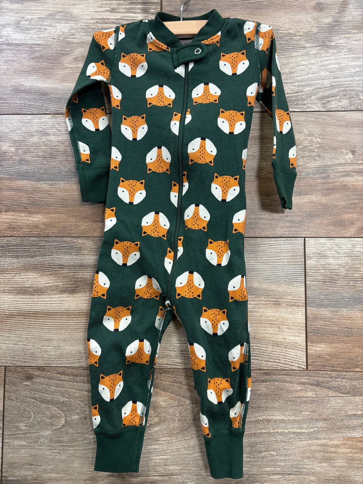 Hanna Andersson Foxy On Malachite 2-Way Zip Sleeper Green sz 18-24m