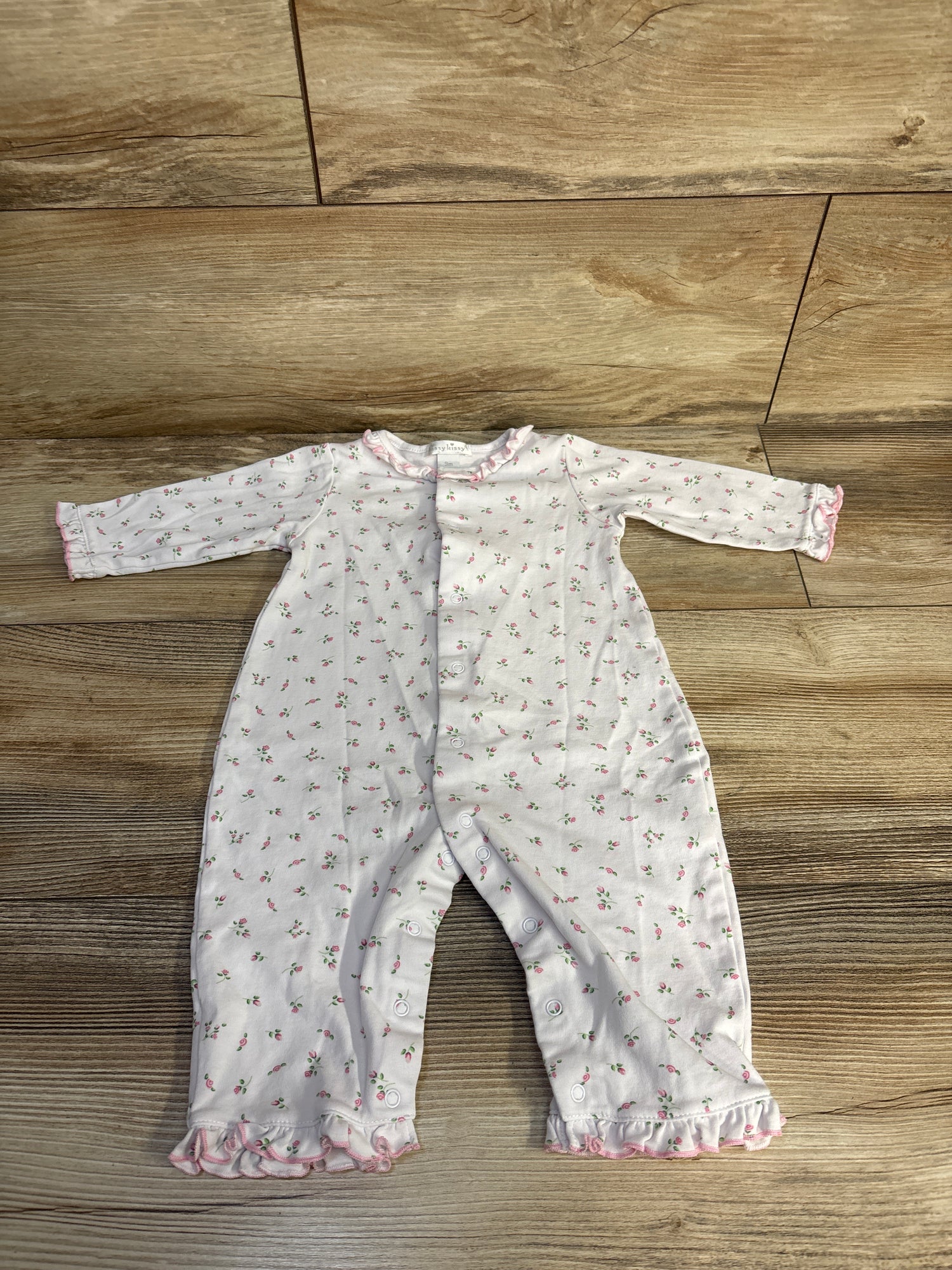 Kissy Kissy Floral Ruffle Sleeper White sz 9m