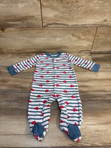 Lila & Jack Striped Be Mine Hearts Sleeper White sz 6-9m