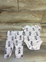 Disney Baby 2pc Minnie Mouse Ribbed Bodysuit & Pants Set Pink sz 3/6m