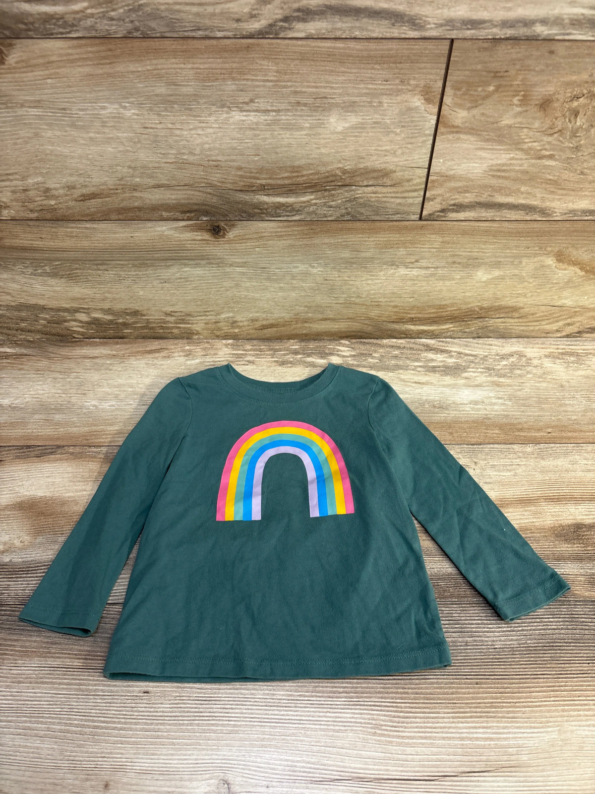 Cat & Jack Long Sleeve Rainbow Shirt Green sz 3T