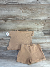 NEW Cat & Jack 2pc Waffle Knit Shirt & Shorts Set Beige sz 18m