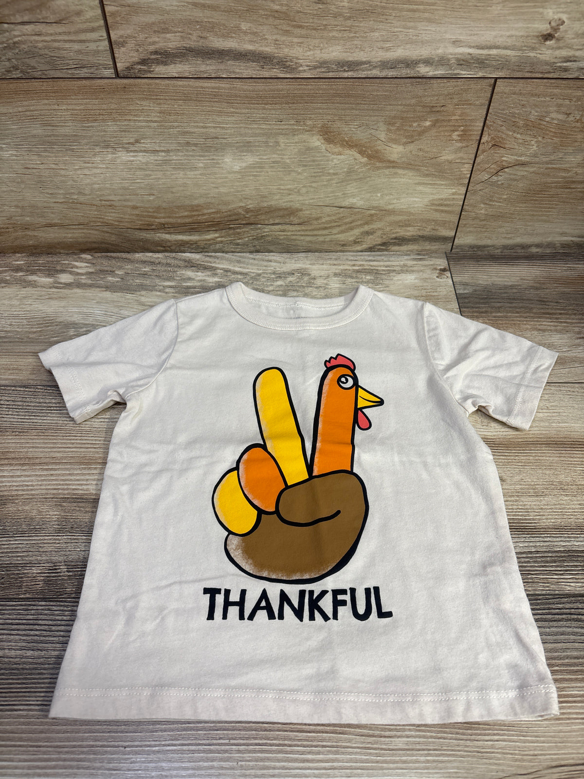 Children's Place Thankful Shirt Cream sz 3T