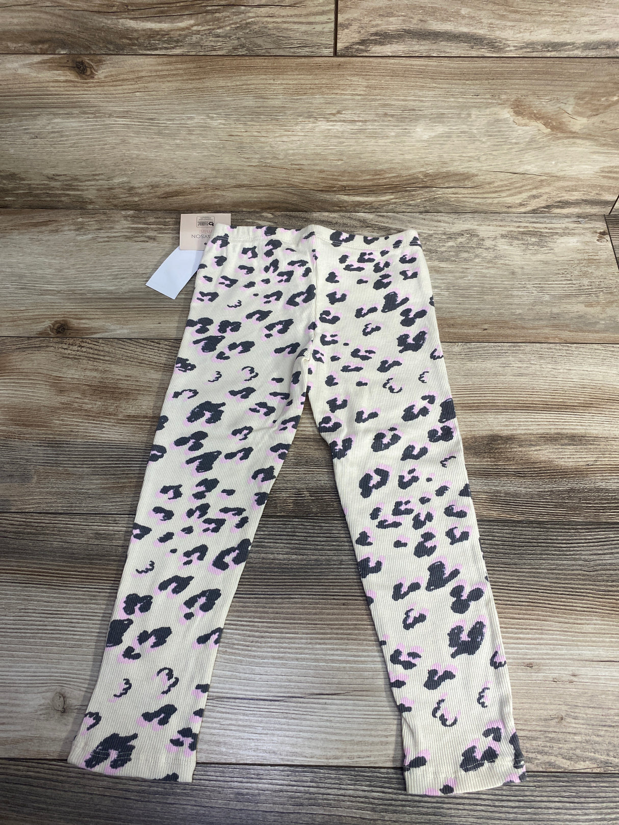 NEW Grayson Mini Leopard Print Ribbed Leggings Cream sz 4T