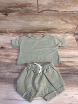 Little Wild 2pc Shirt & Shorts Set Green sz 6-12m
