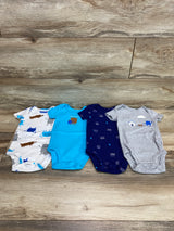 Carter's 4pk Little Monsters Bodysuits White/Blue sz 9m