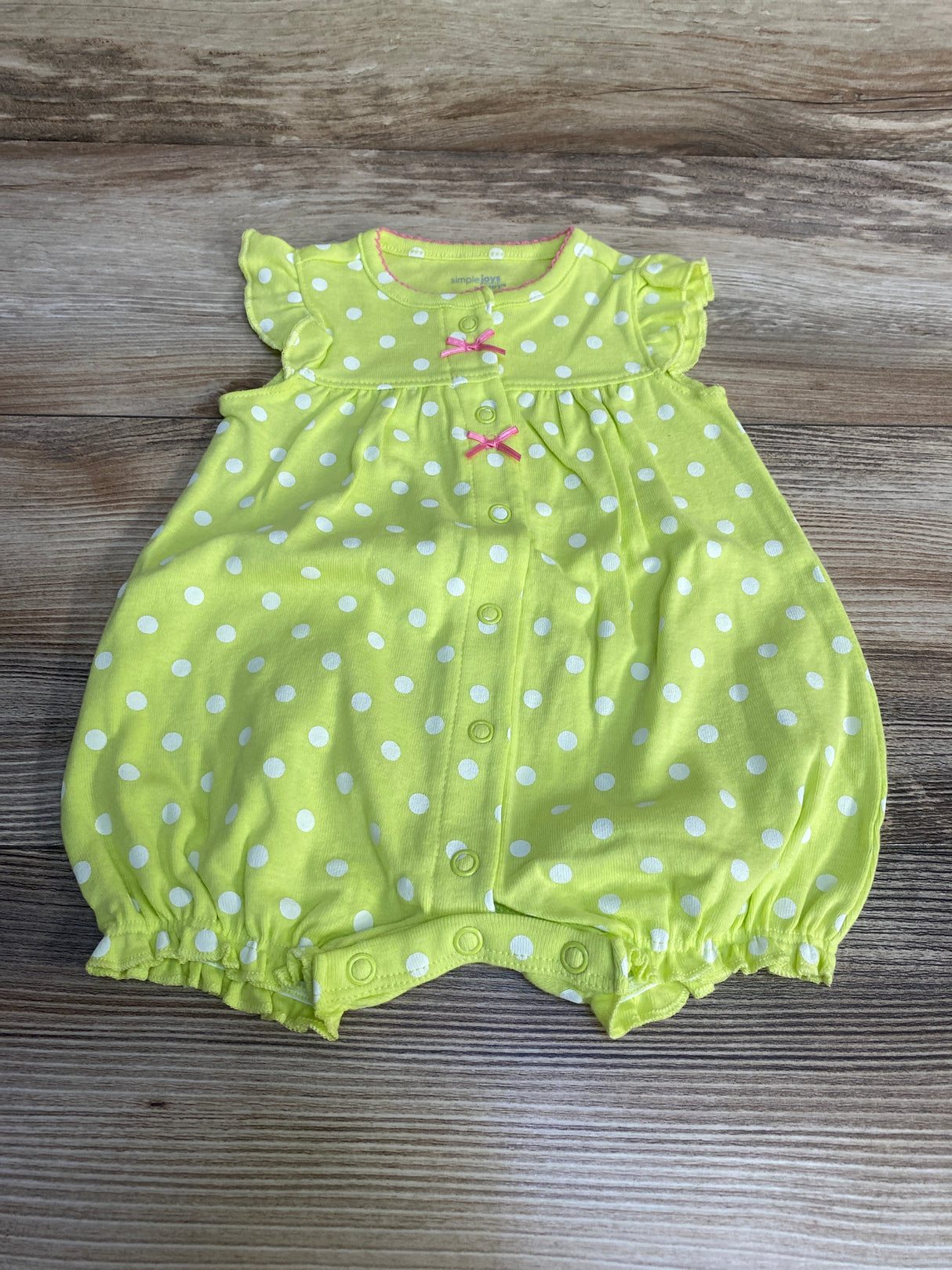 Simple Joys Polka Dot Shortie Romper Green sz 0-3m