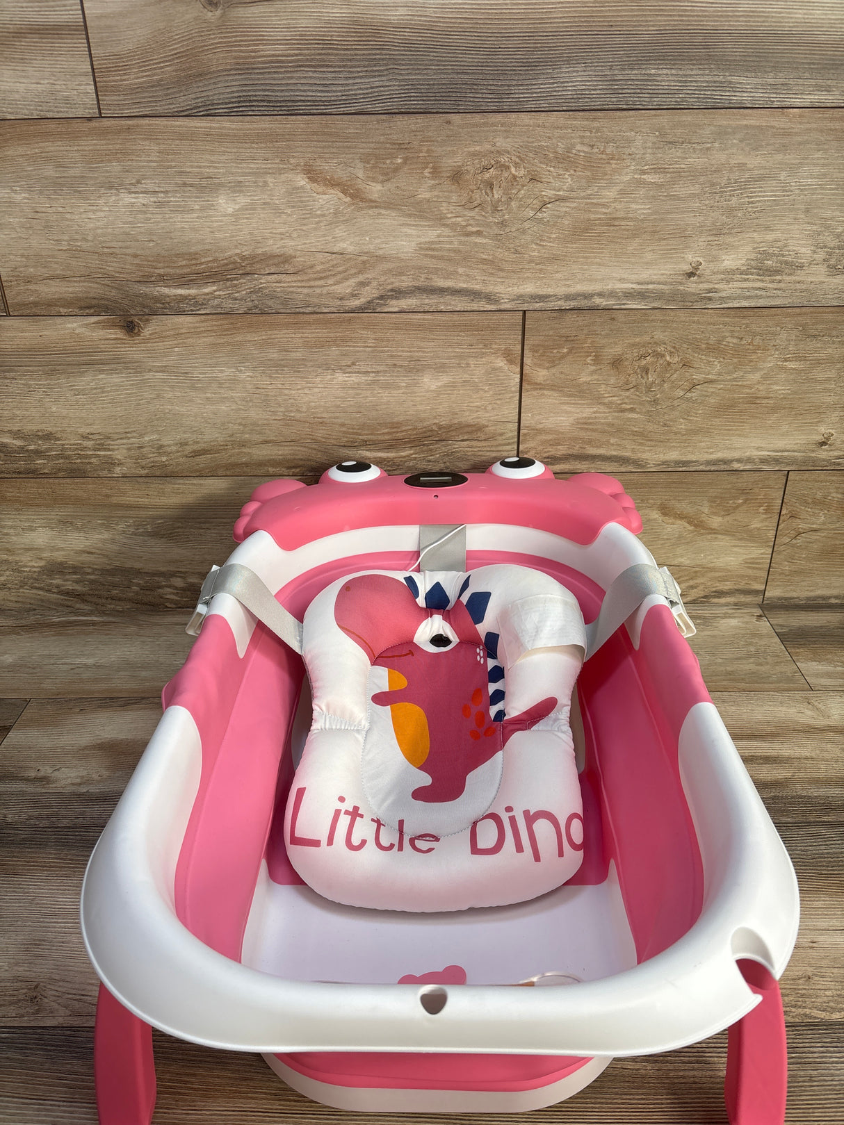 TPN Collapsible Baby Bathtub with Cushion & Thermometer, Pink