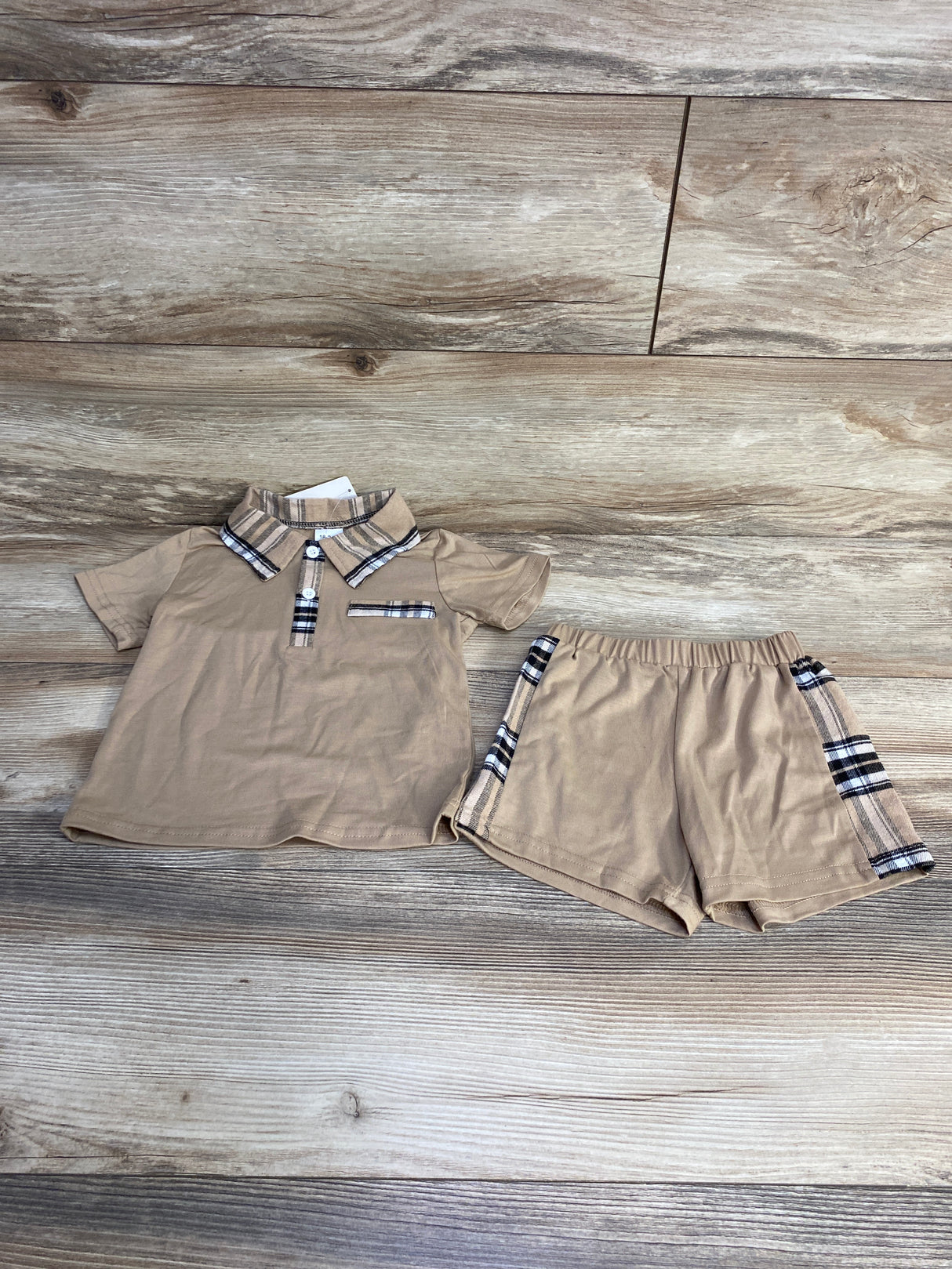 NEW 2pc Henley Shirt & Shorts Brown sz 18-24m