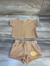Cat & Jack 2pc Waffle Knit Shirt & Shorts Set Tan sz Newborn