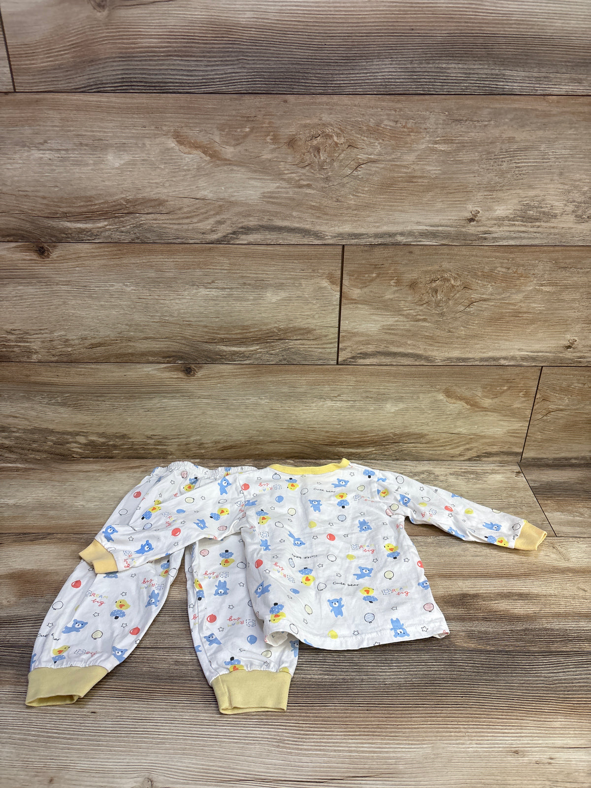 Helicopter 2pc Bear Print Pajama Set White sz 2/3T