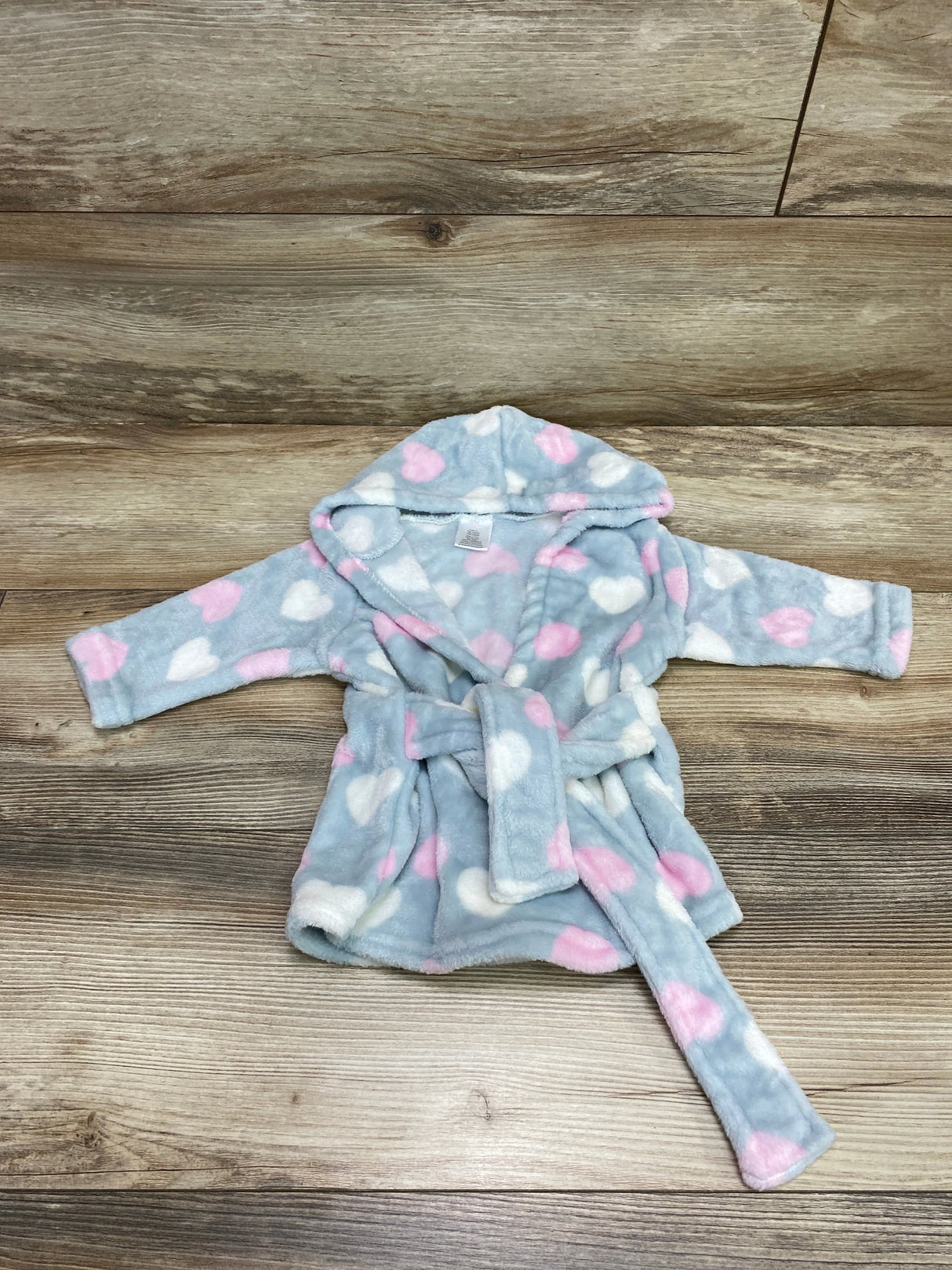 Zak & Zoey Heart Print Hooded Robe Grey sz 0-9m