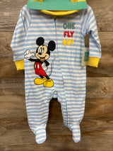 NEW Disney Baby 2pc Mickey Mouse Sleeper & Bib Set Blue sz 0/3m