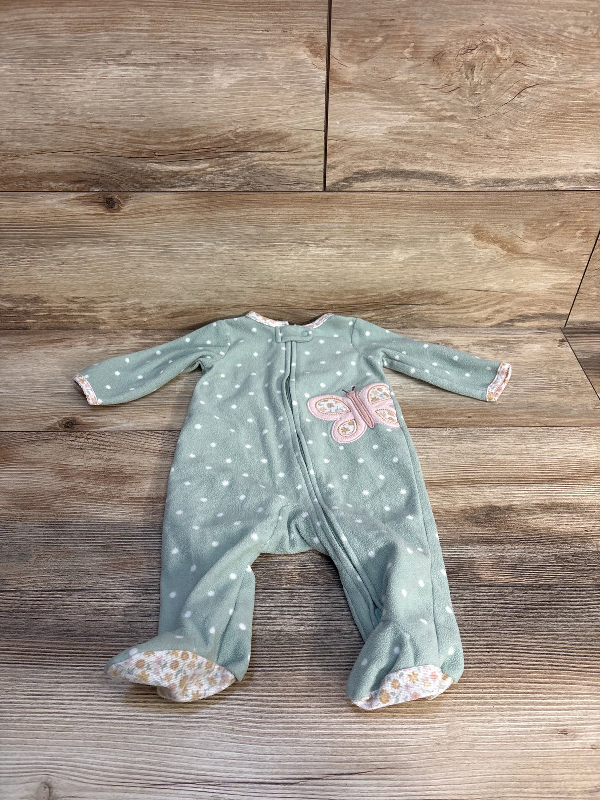 Carter's Butterfly Polka Dot Blanket Sleeper Sage sz 3m