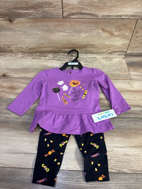 NEW Child Of Mine 2pc No Tricks Only Treats Shirt & Pants Purple sz 12m - Me n Mommy To Be
