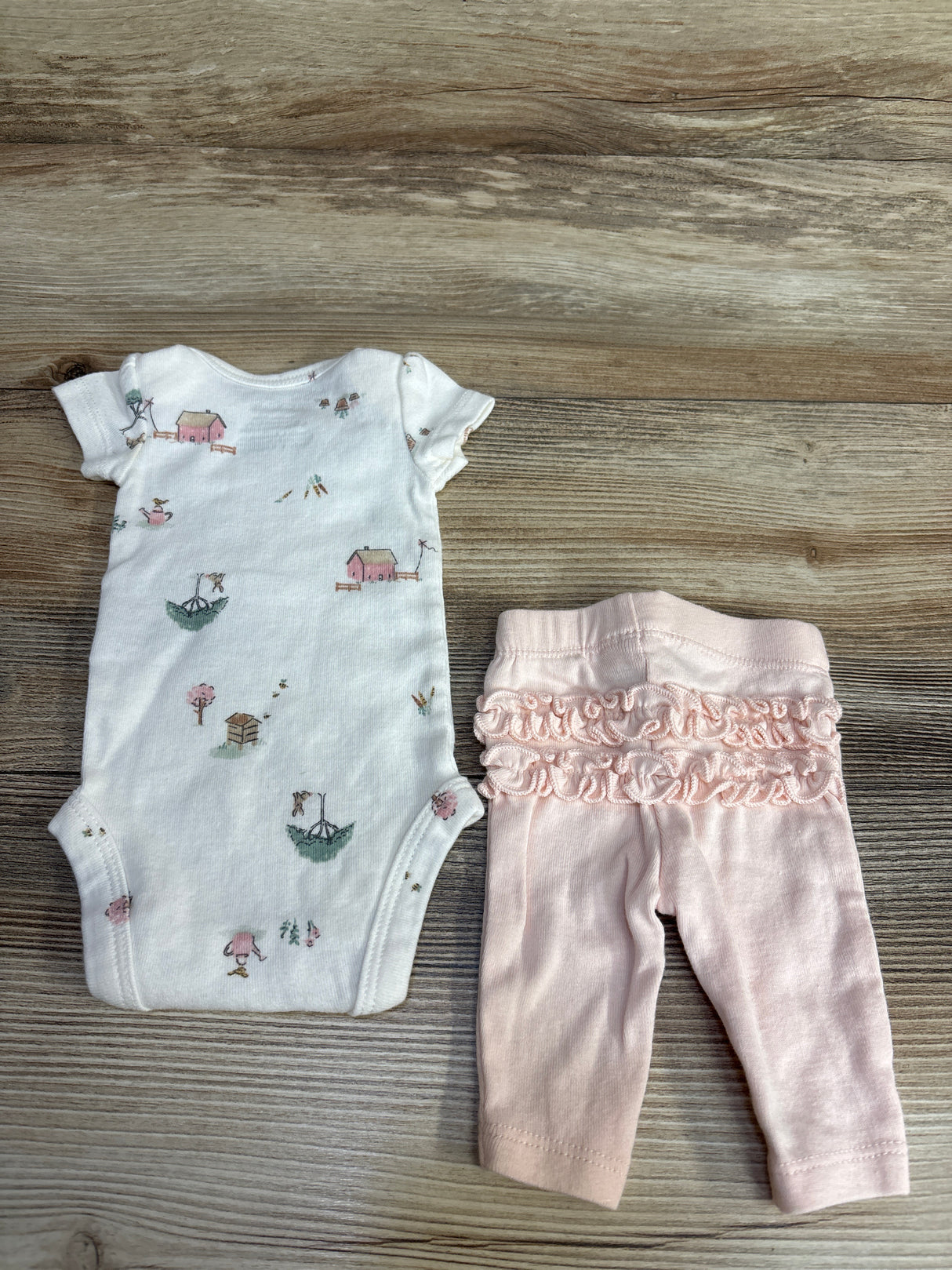 Carter's 2pc Farm Bodysuit Set White sz Preemie