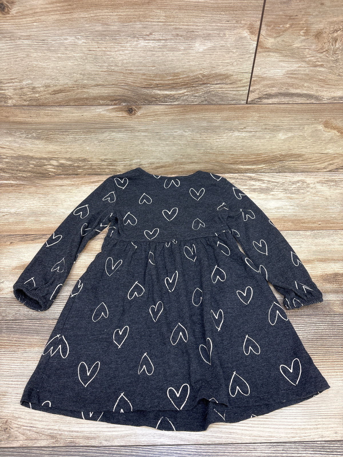 Old Navy Long Sleeve Heart Print Dress Grey sz 4T
