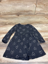 Old Navy Long Sleeve Heart Print Dress Grey sz 4T