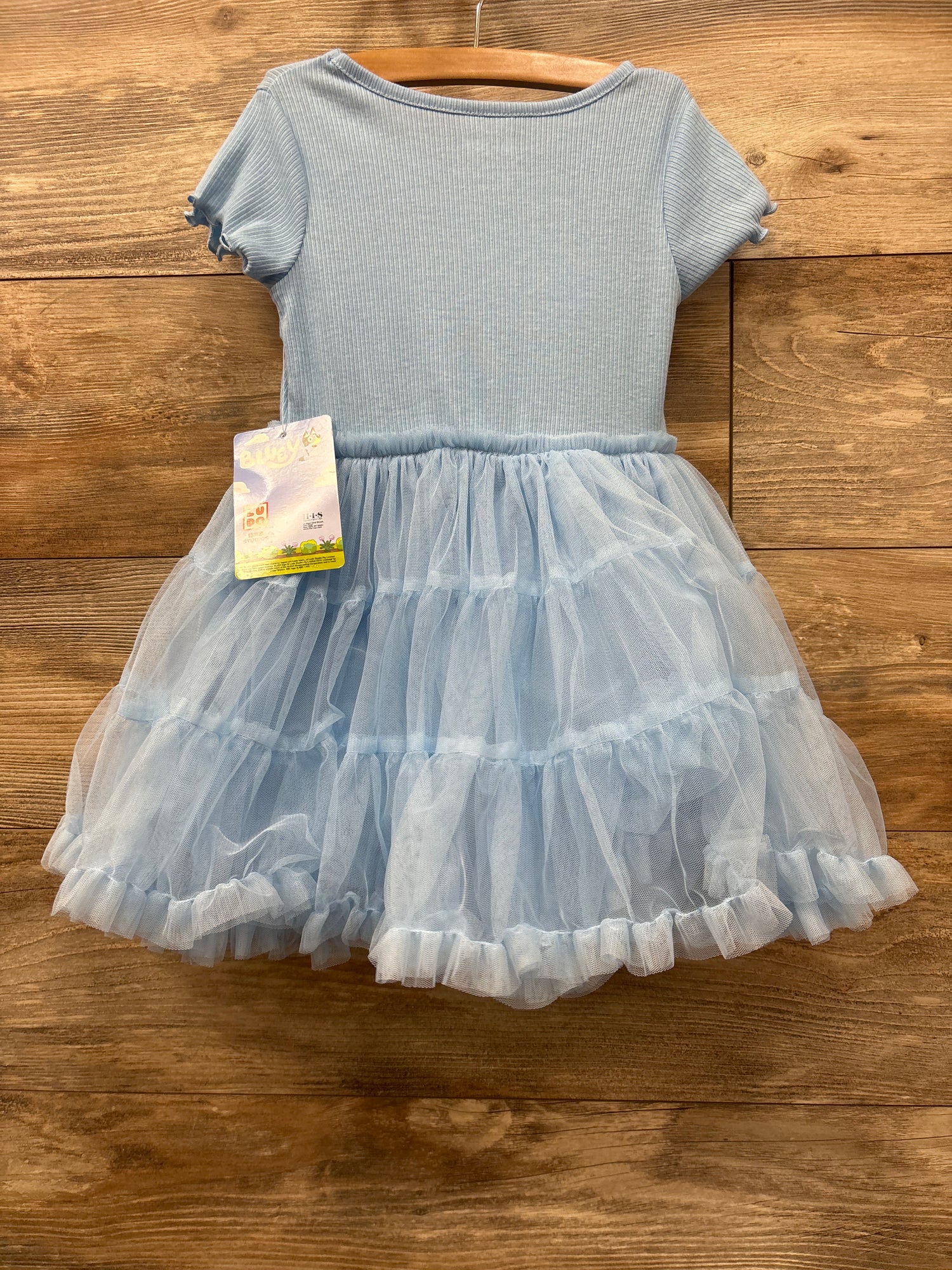 NEW Bluey Ribbed Tulle Dress Light Blue sz 4T