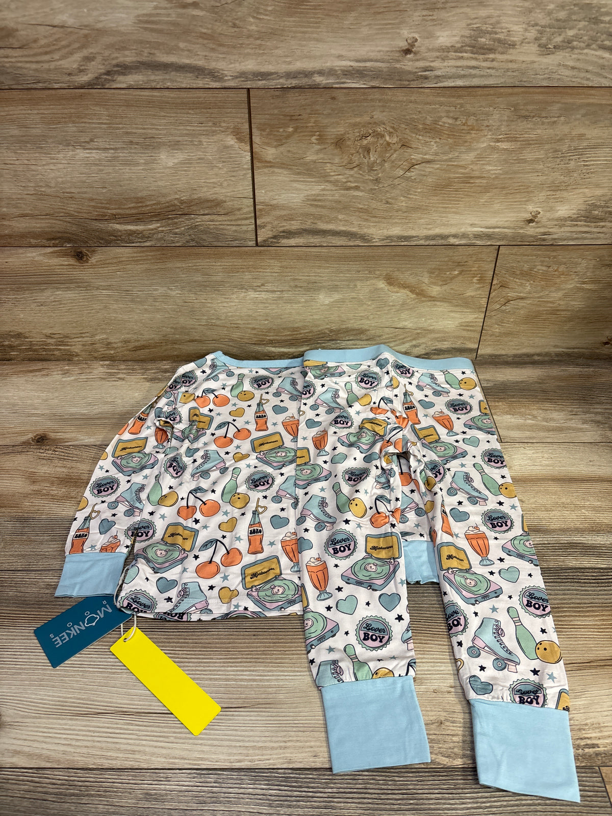 NEW Monkee Roos 2pc Lover Boy Bamboo Pajama Set White sz 5T