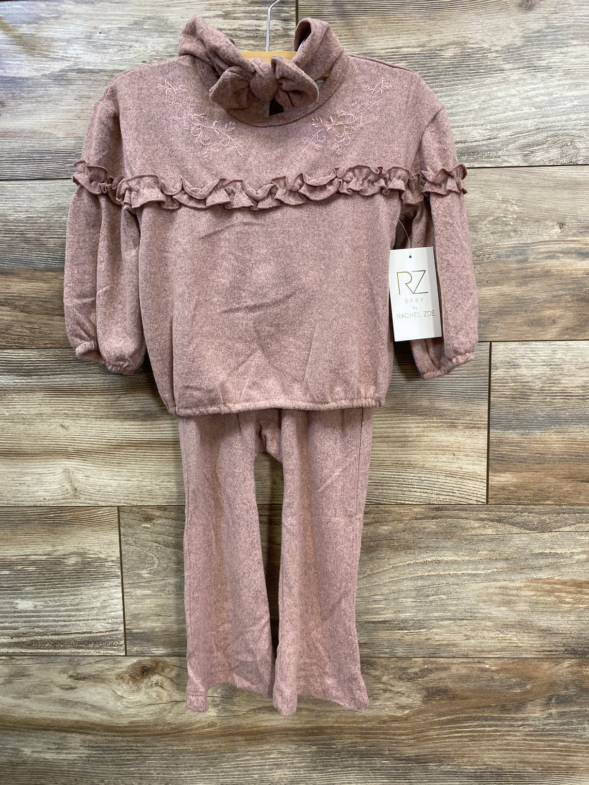 NEW Rachel Zoe Long Sleeve Top, Leggings & Headband 3pc Set Pink sz 24m