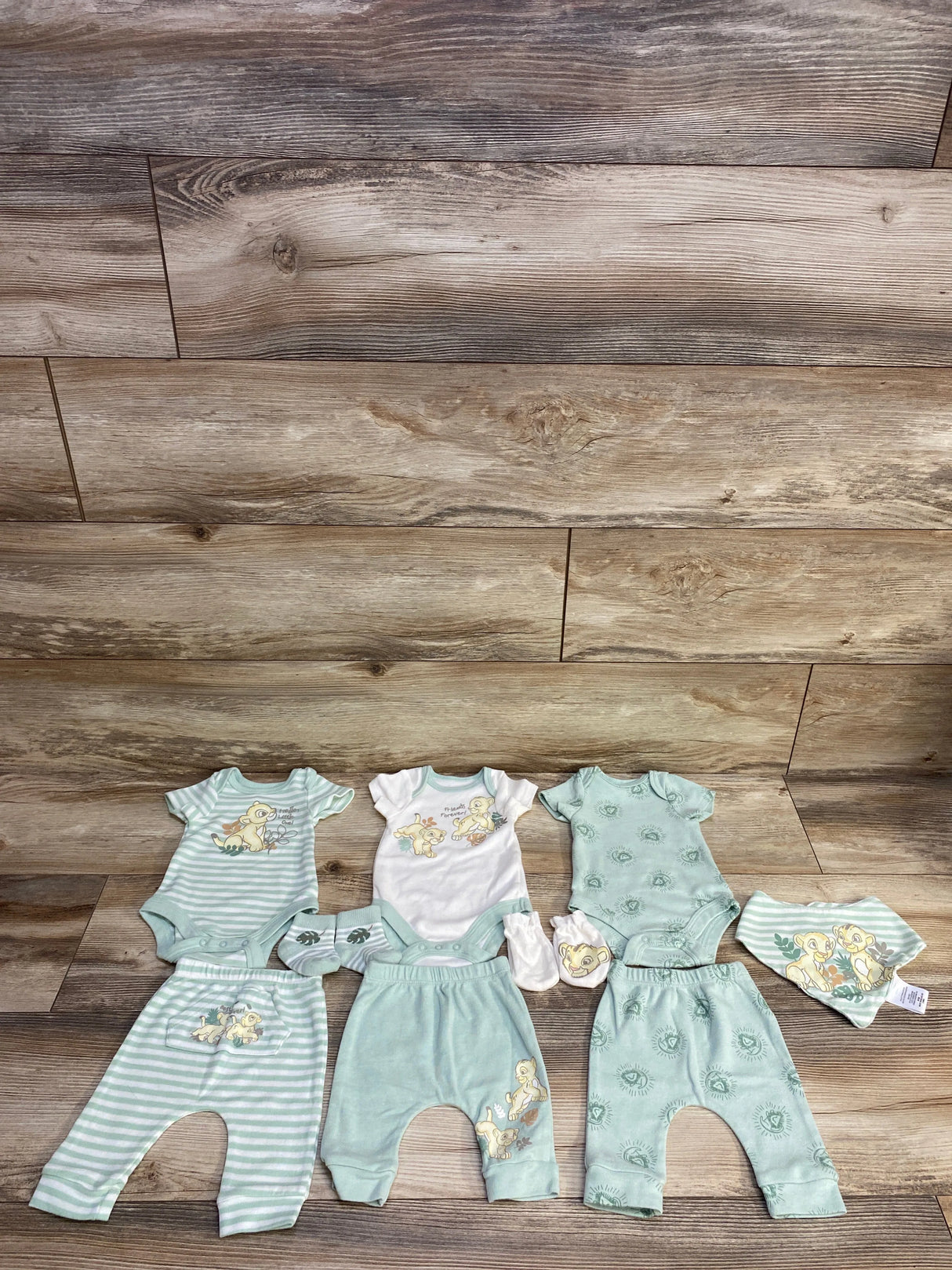 Disney Baby Wishes + Dreams The Lion King 9pc Set Green sz Newborn
