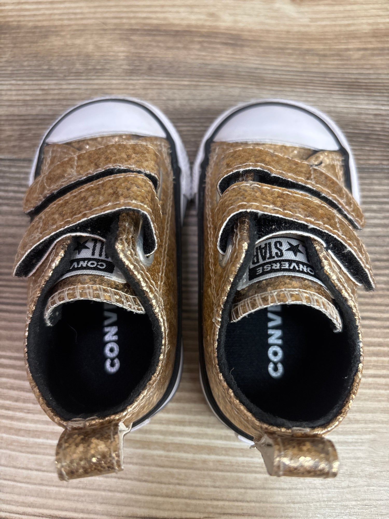 Converse Chuck Taylor All Star Easy-On Double Velcro Sneakers Gold sz 3c