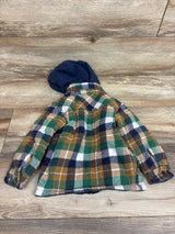 Aspen Hooded Sherpa-Lined Flannel Shacket Green sz 3T