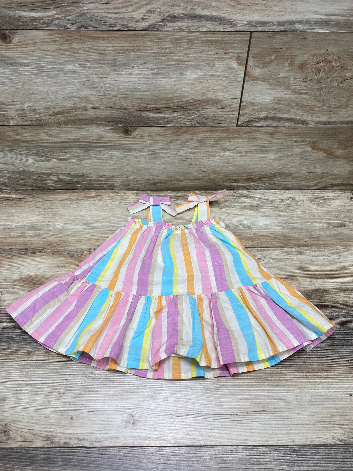 Cat & Jack Rainbow Striped Dress Beige sz 12m