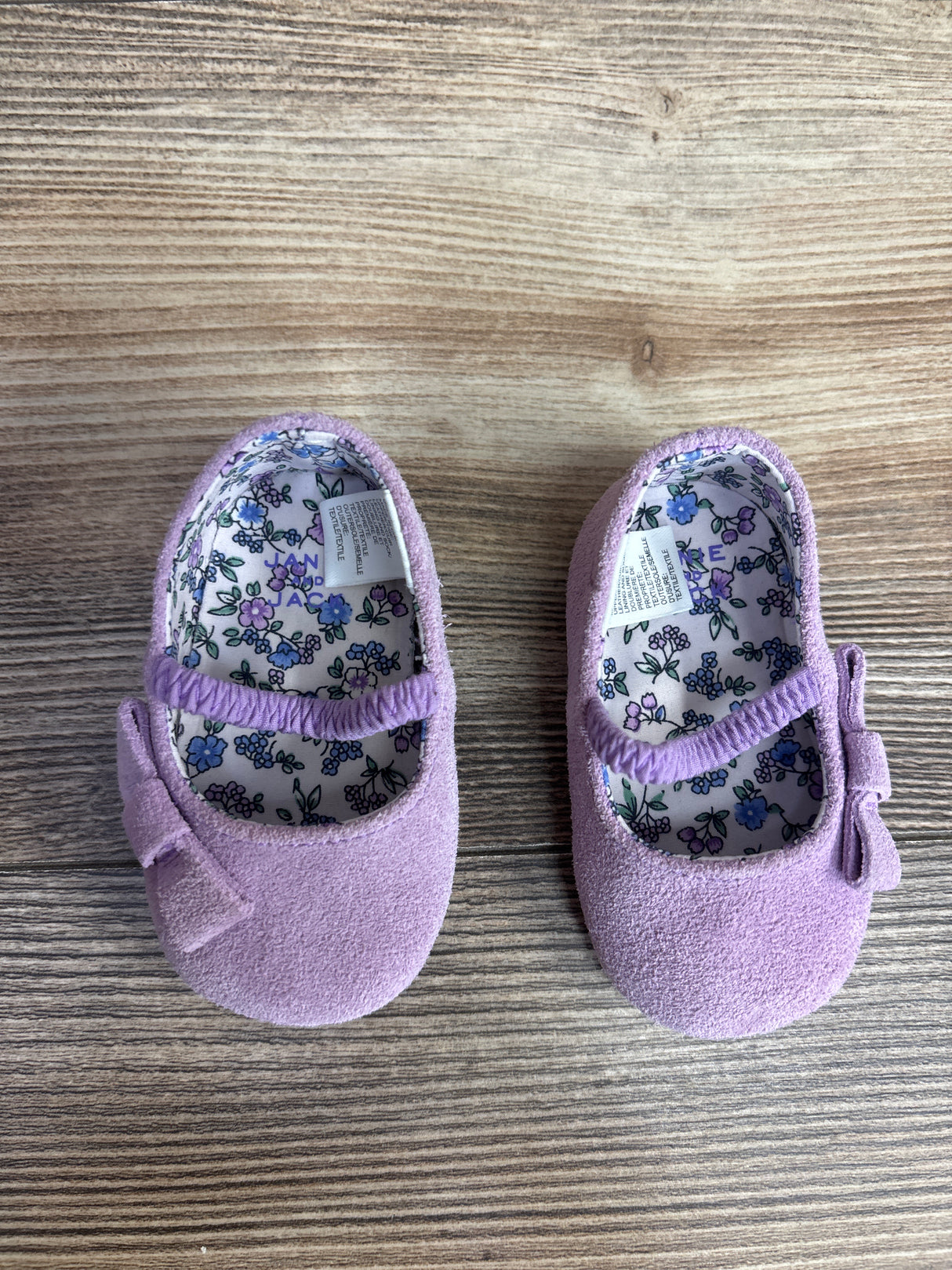 Janie & Jack  Suede Bow Soft Sole Shoes Violet sz 1/2c