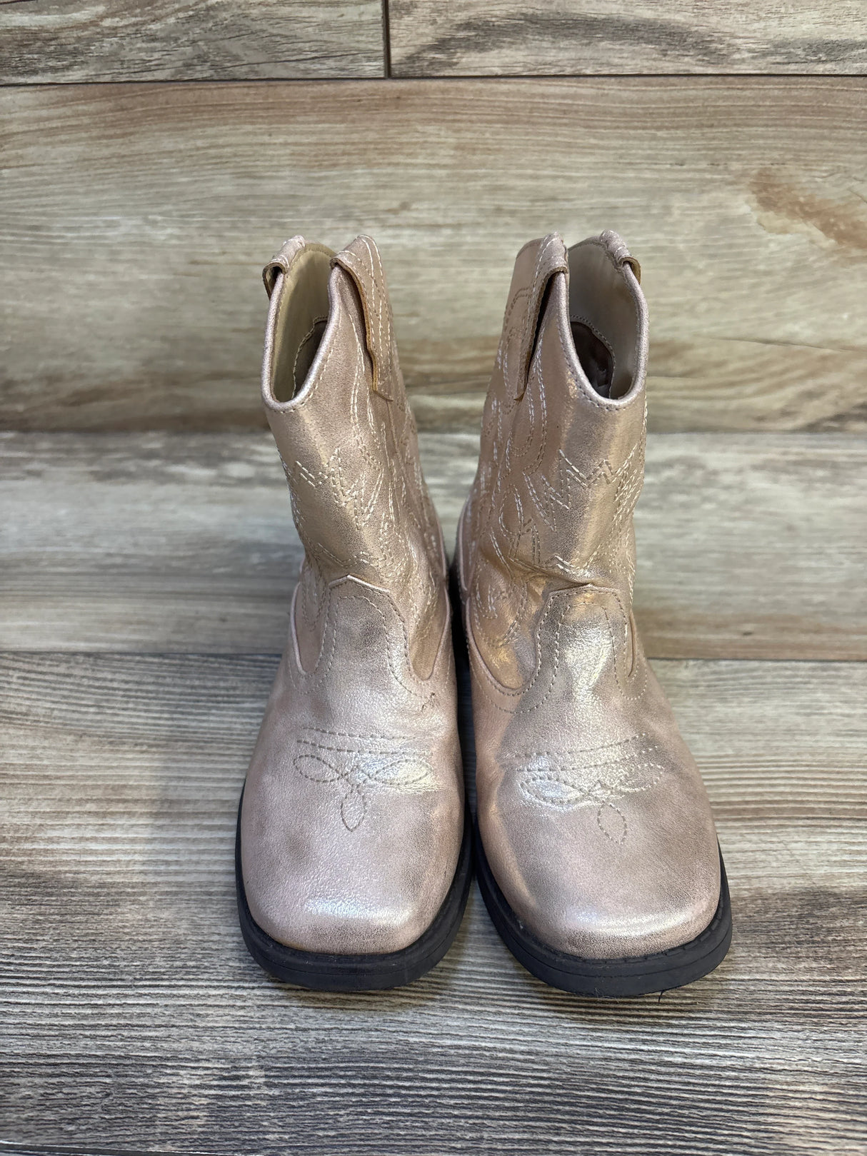 Wonder Nation Metallic Western Cowgirl Boots Gold sz 12c