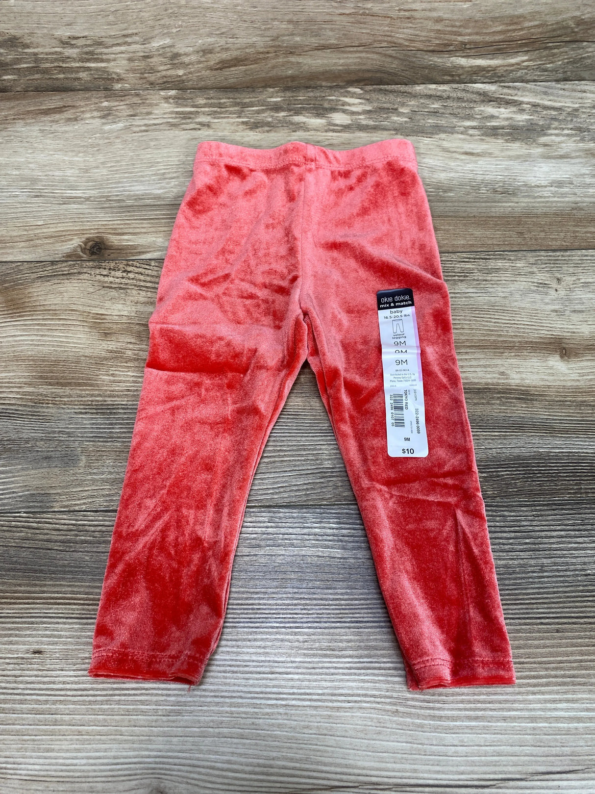 NEW Okie Dokie Velour Tokyo Red Leggings sz 9M